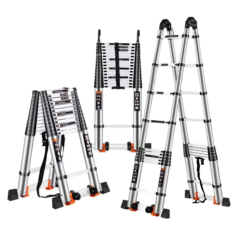 Aluminum alloy telescopic ladder Bamboo ladder Herringbone ladder Multifunctional folding ladder Thickened lifting stairs - Image 3