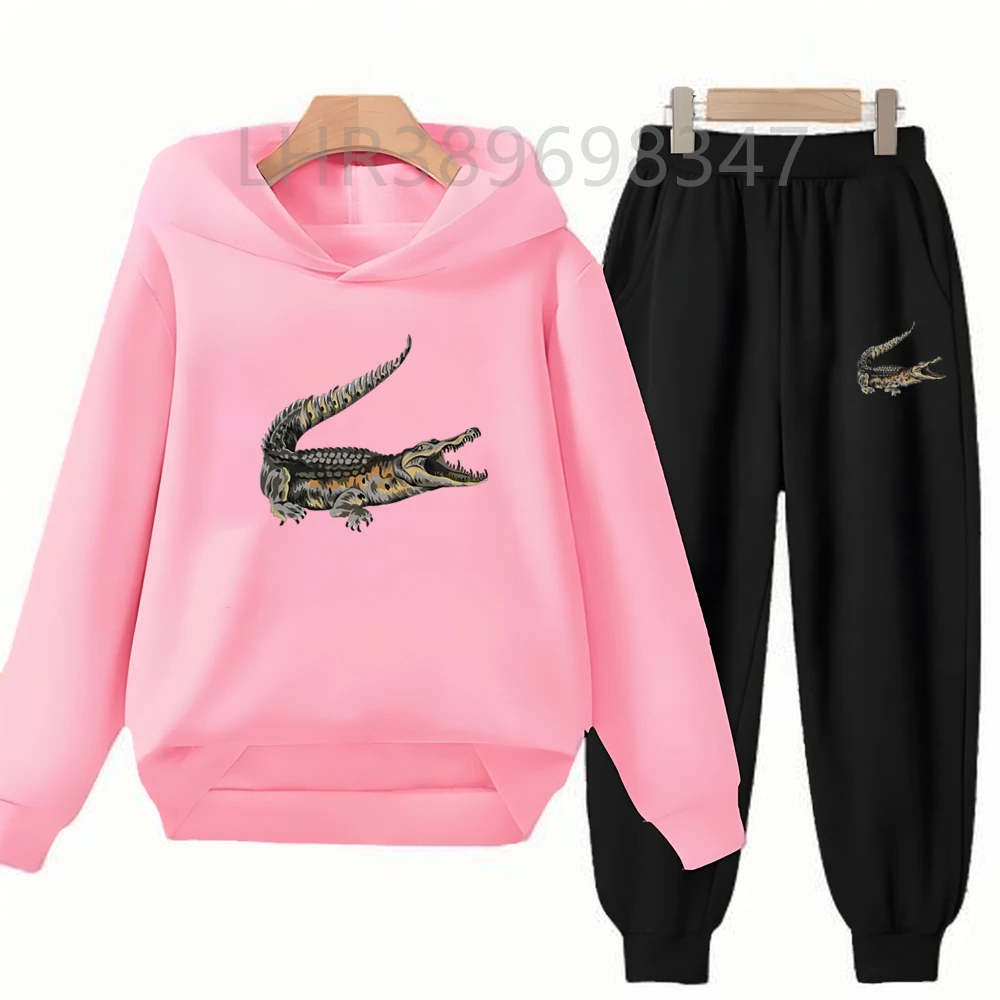 American Crocodile Hoodie Kids 3-12 Years Boys Girls Casual Tops+Pants Sets Children Long Sleeves Autumn New Fashion Clothes