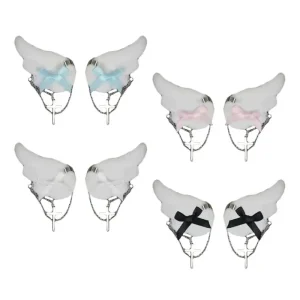 Angel Wing Hair Clip for Girls Y2K Punk Hairpins Bowknot Hairclips Animation Hair Barrettes Subculture Hair Accessories