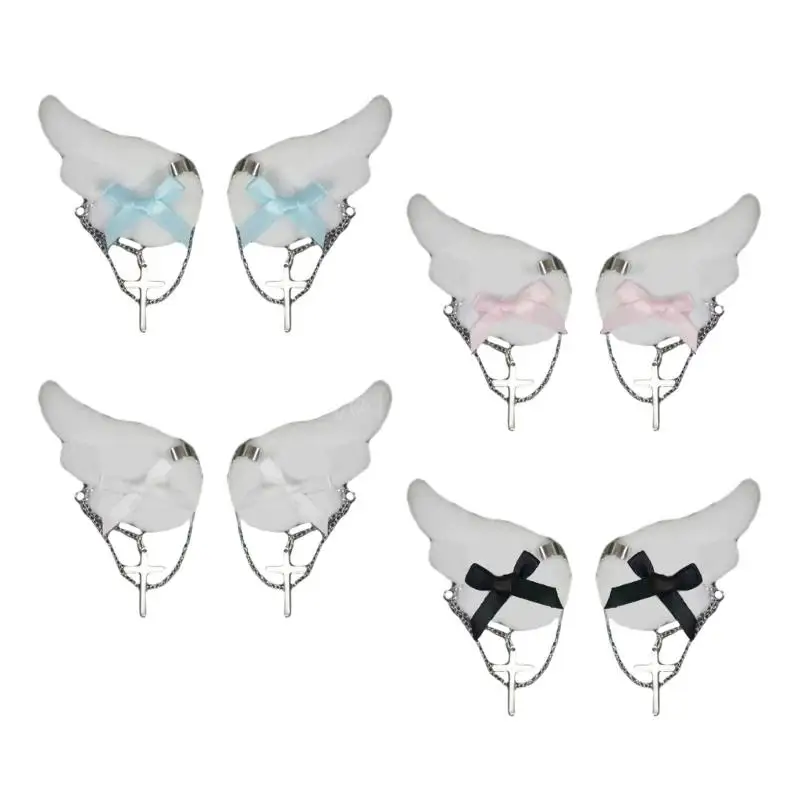 Angel Wing Hair Clip for Girls Y2K Punk Hairpins Bowknot Hairclips Animation Hair Barrettes Subculture Hair Accessories