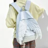 Angel Wings Polka Dot Quilted Students Backpack,Cute Sweet Fashion Nylon School Bag,Lightweight Casual Spacious Daily Travel Bag