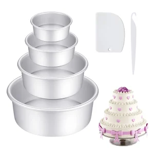 Anodized Aluminum Set 4/6/8/10 Inch Fixed/Removable Bottom Mold Round Chiffon/Angel Baking Cheesecake Tin 0059