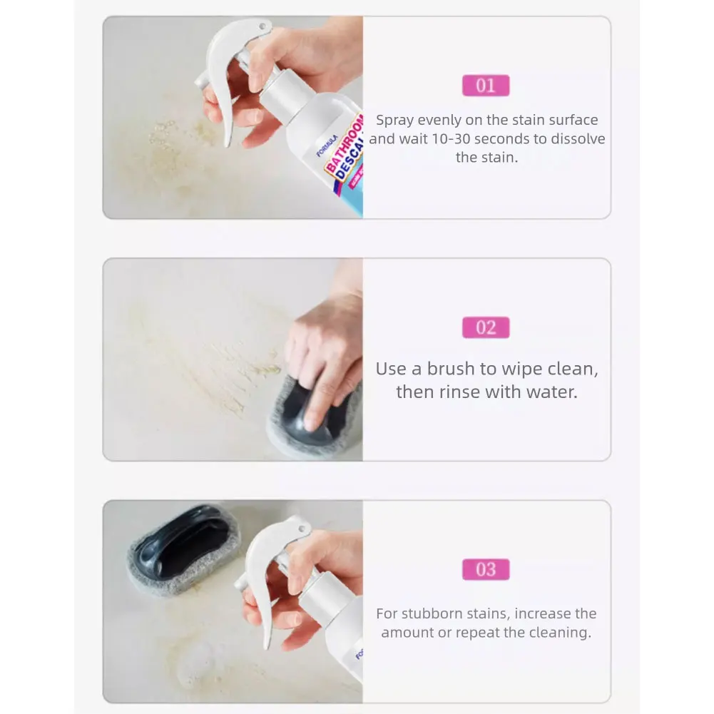 Anti-Limescale Foam Spray Bathroom Descaler Foam Powerful Cleaner Spray All Purpose Stubborn Stains Cleaner For Tiles Bathtubs - Image 6