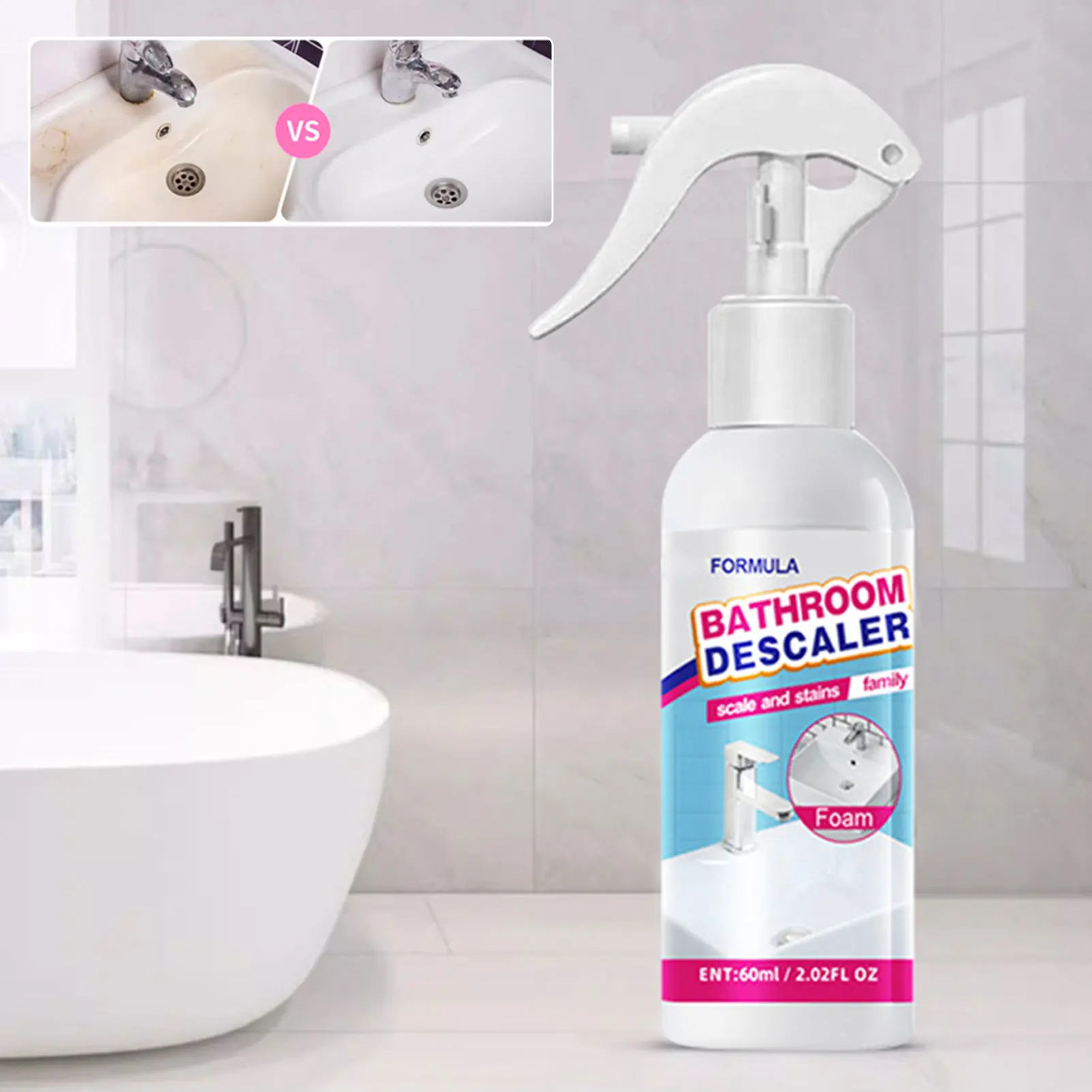 Anti-Limescale Foam Spray Bathroom Descaler Foam Powerful Cleaner Spray All Purpose Stubborn Stains Cleaner For Tiles Bathtubs