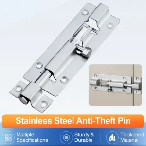 Anti-Pry Thickened Stainless Steel Sliding Gate Latch, Heavy-Duty Door Security Lock Buckle Window Tower Bolt for Household Safe