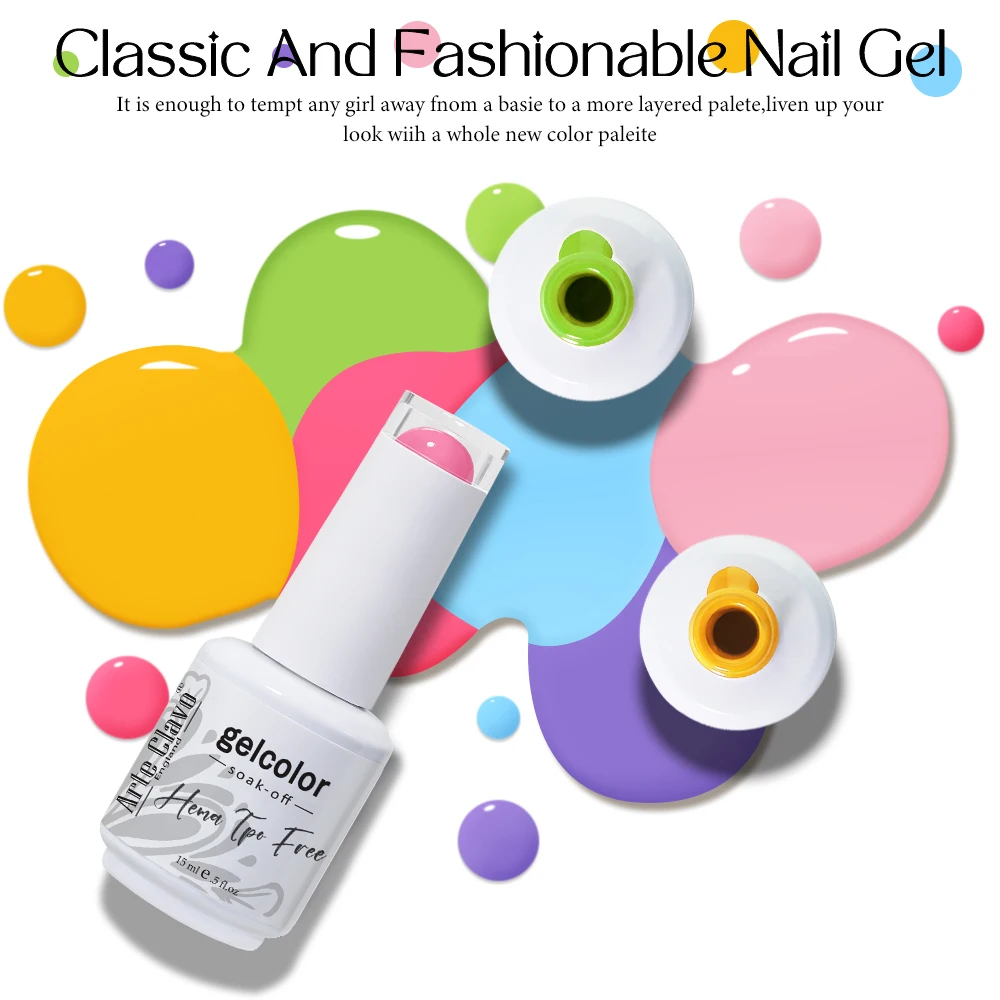 Arte Clavo 15ml Gel Nail Polish Neon Brown Royal Blue Red Green Nude Nail Art Varnish Gel Lacquer Top Coat UV Gel Nail - Image 5