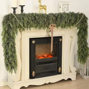 Artifical Dense Christmas Vines Wreath Fake Cedar Vines Christmas Rattan Garland Decor Fireplaces Stairs Xmas Home Decoration