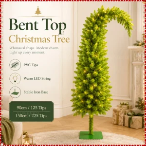 Artificial Christmas Tree PVC Material Crooked Neck Santa Hat Shape Christmas Tree 90cm&150cm Christmas Family Party Decorations