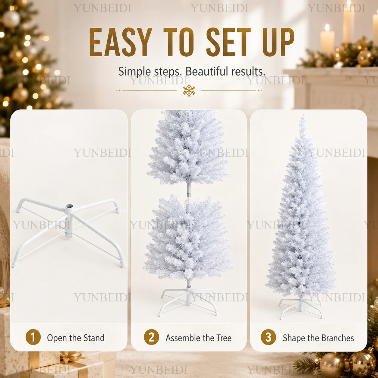 Artificial Christmas Tree PVC Material White Pencil-shaped Christmas Tree 120cm To 210cm Home Parties Christmas Decorations. - Image 6
