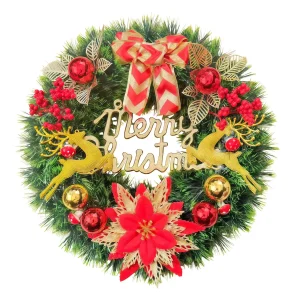 Artificial Christmas Wreath Garland Winter Wreath with Berry Christmas Balls for Door Indoor Outdoor Holiday DIY Home Decoration