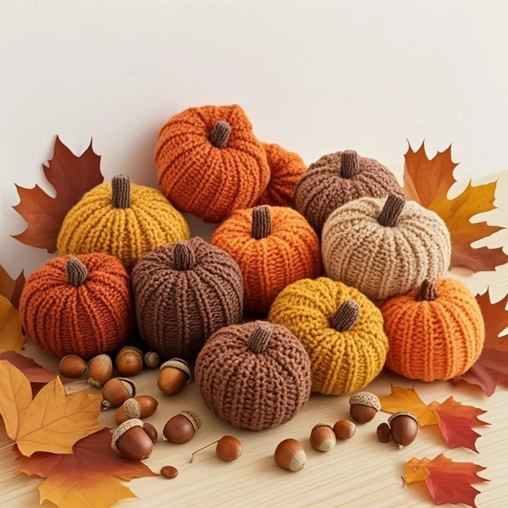 Artificial Pumpkin Ornaments Handmade Harvest Festival Decor Halloween Party Decorations Colorful Thanksgiving Pumpkin Pendant