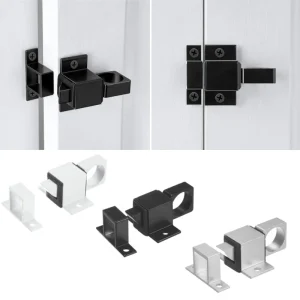 Automatic Self-Closing Latches Spring Slide Door Lock Aluminum Alloy Door Bolts Security Pull Ring Locks for Window,Gate,Cabinet
