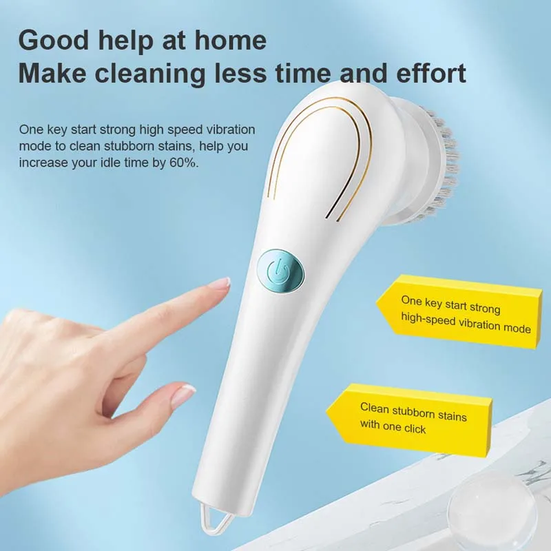 Automatic Spin Scrubber Wireless Usb Rechargeable Kitchen Bathtub Tile Cleaning Dishwashing Brush Electric Cleaning Brush - Image 3