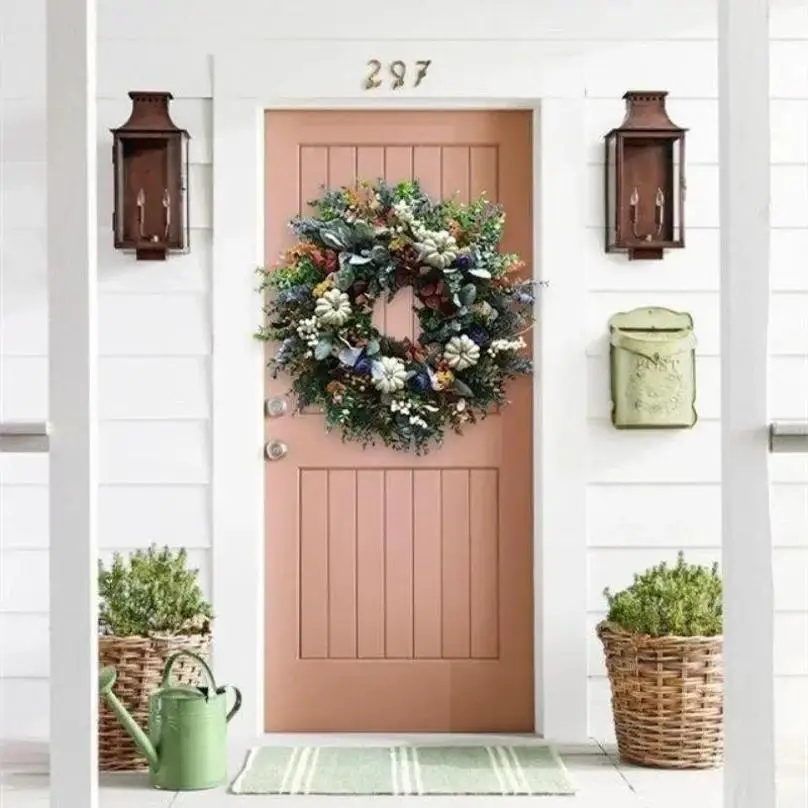 Autumn Sale Handmade White Pumpkin Wreath Ranunculus Christmas Home Wedding New Year Decoration Fake Plants Artificial Flowers - Image 2