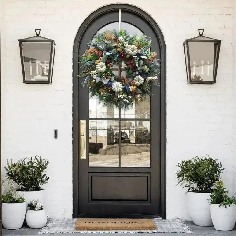 Autumn Sale Handmade White Pumpkin Wreath Ranunculus Christmas Home Wedding New Year Decoration Fake Plants Artificial Flowers - Image 3