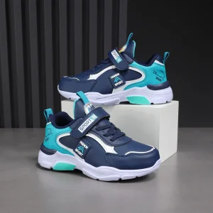 Autumn and Winter Children's Shoes, Boys' Sports Shoes, Leather Surface, Breathable, Non-Slip, Versatile Sports Shoes for Middle-Aged and Older Children, Elementary School Students