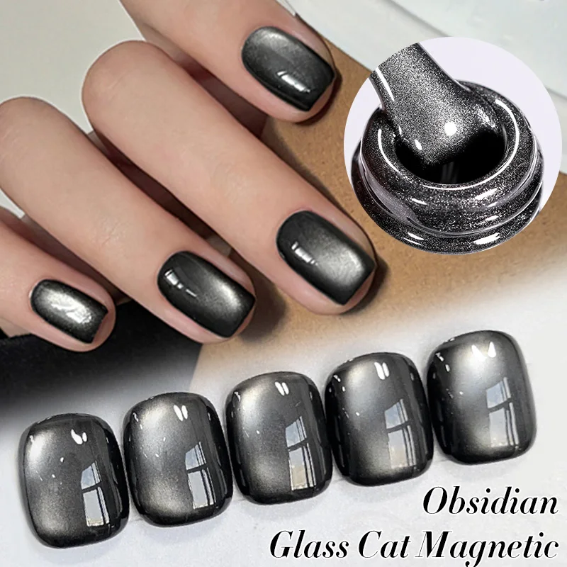 BORN PRETTY 10ml Black Glass Cat Magnetic Gel Nail Polish Ultra Shine Gold Silver Glitter Soak Off UV LED Gel Nail Art Varnish - Image 2