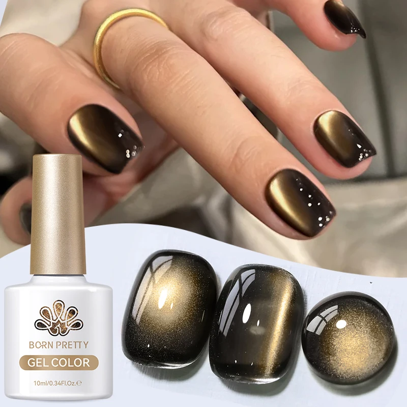 BORN PRETTY 10ml Black Glass Cat Magnetic Gel Nail Polish Ultra Shine Gold Silver Glitter Soak Off UV LED Gel Nail Art Varnish - Image 4