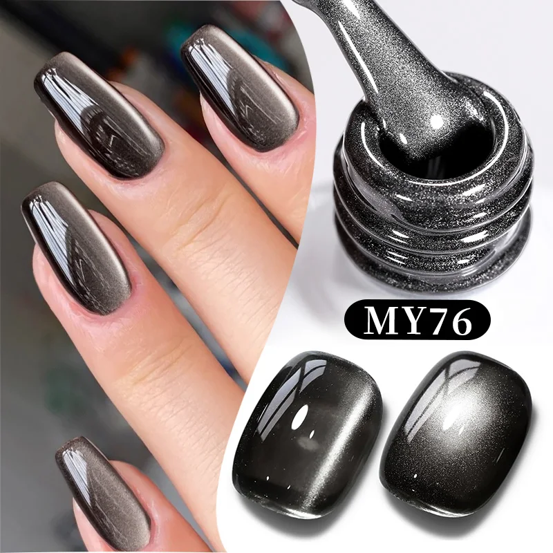 BORN PRETTY 10ml Black Glass Cat Magnetic Gel Nail Polish Ultra Shine Gold Silver Glitter Soak Off UV LED Gel Nail Art Varnish - Image 3