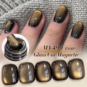 BORN PRETTY 10ml Black Glass Cat Magnetic Gel Nail Polish Ultra Shine Gold Silver Glitter Soak Off UV LED Gel Nail Art Varnish
