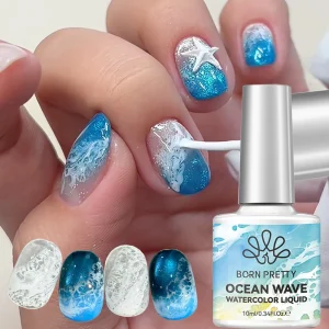 BORN PRETTY 10ml White Bubble Ocean Wave Gel Nail Polish Summer Lace Waves Nail Poke Varnish UV LED Gel For DIY Blooming Wave