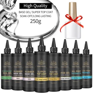 BORN PRETTY 250g Super Top Coat Base Gel Soak off UV LED Drying Long Lasting Semi Permanent Jelly Nude Pink Gel Nail Polish