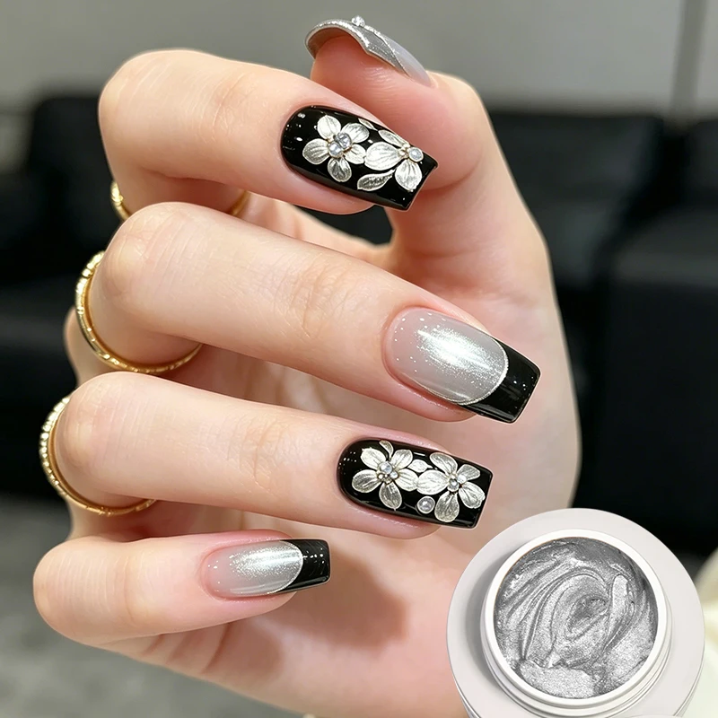 BORN PRETTY 5ml Gold Silver 3D Metal Nail Gel Polish Carving Plaster Texture Embossed Nail Gel Metal for DIY Manicure Art - Image 2