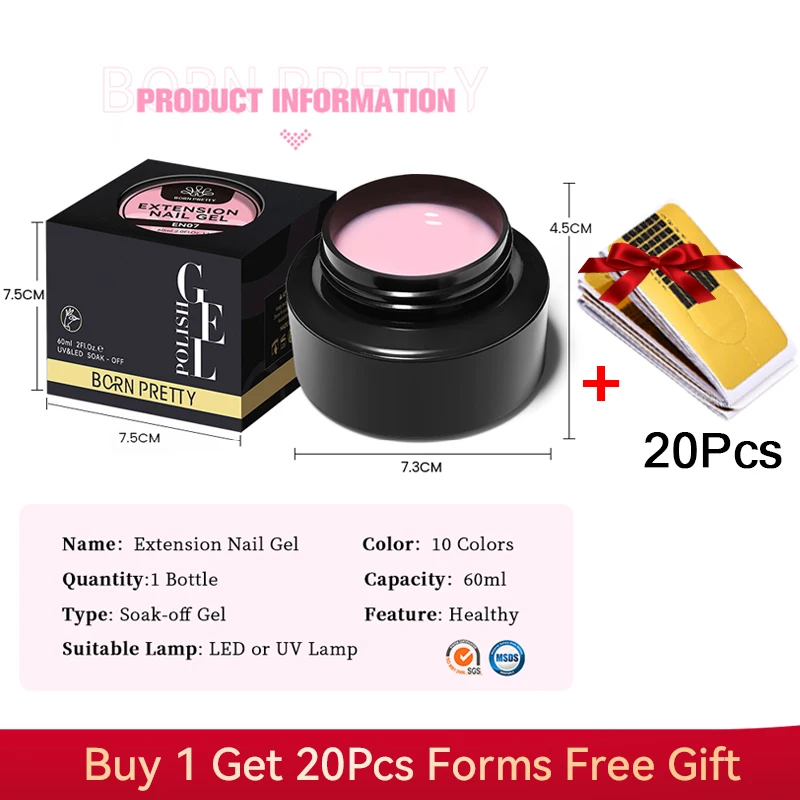 BORN PRETTY 60/30ml Hard Jelly Extension Nail Gel Polish French Nails Nude Pink White Clear Nail Supplies Gel for extension - Image 5