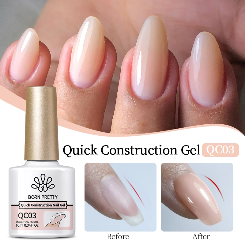 BORN PRETTY Nude Pink Quick Construction Nail Gel Nail Polish 10ml Vernis Semi Permanent Milky White Clear Extension Hard Gel - Image 2