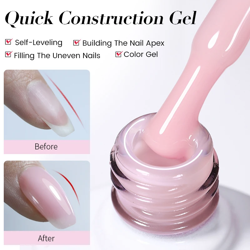BORN PRETTY Nude Pink Quick Construction Nail Gel Nail Polish 10ml Vernis Semi Permanent Milky White Clear Extension Hard Gel - Image 3