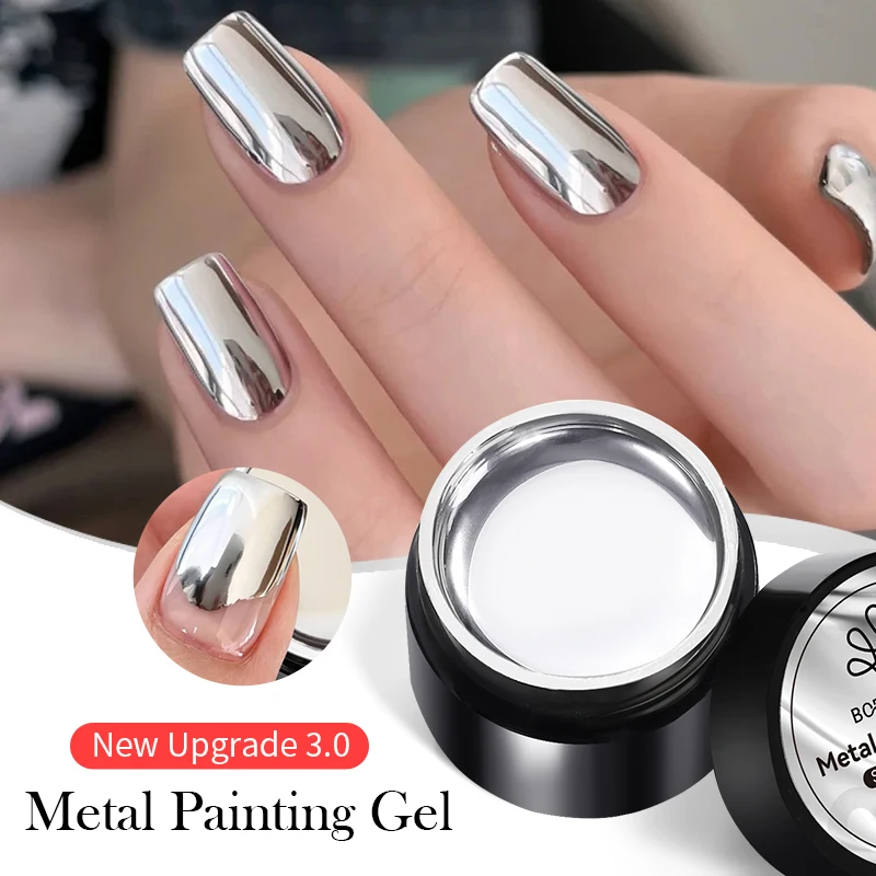 BORN PRETTY Silver Metal Effect Line Flower Drawing Gel Soak Off Transparent Colors 5g Painting Gel Polish UV Nail Art Gel Varni - Image 3