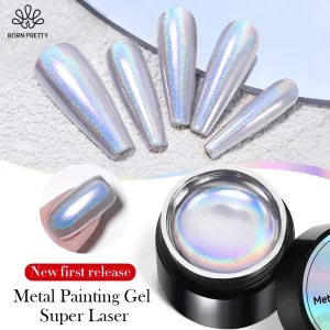 BORN PRETTY Super Metallic Painting Gel Nail Polish Chromes Holographics Metal Effect Draw Flower Holos Nail Gel 5ml