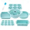 Baking Pans Set Silicone Bakeware Molds for Baking,Bread Donut Pan Cake Kitchen Fluted Tube Pan Cupcake Moulds with free Brush