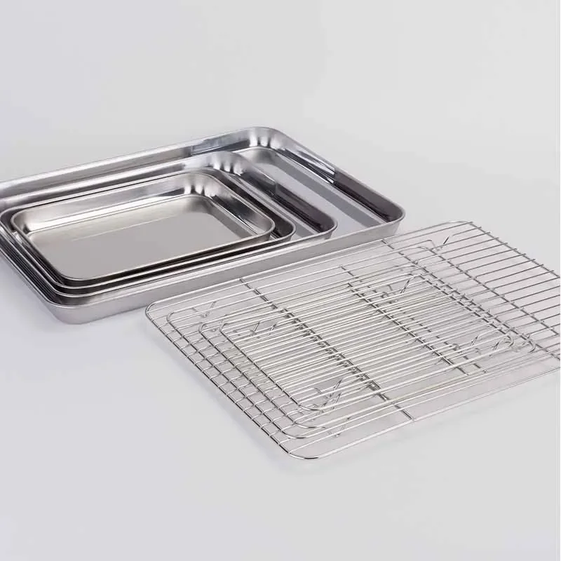 Baking Tray with Removable Cooling Rack Set Stainless Steel Baking Pan Sheet Non Toxic , Used for Oven, BBQ Tray Dishwasher Safe - Image 2