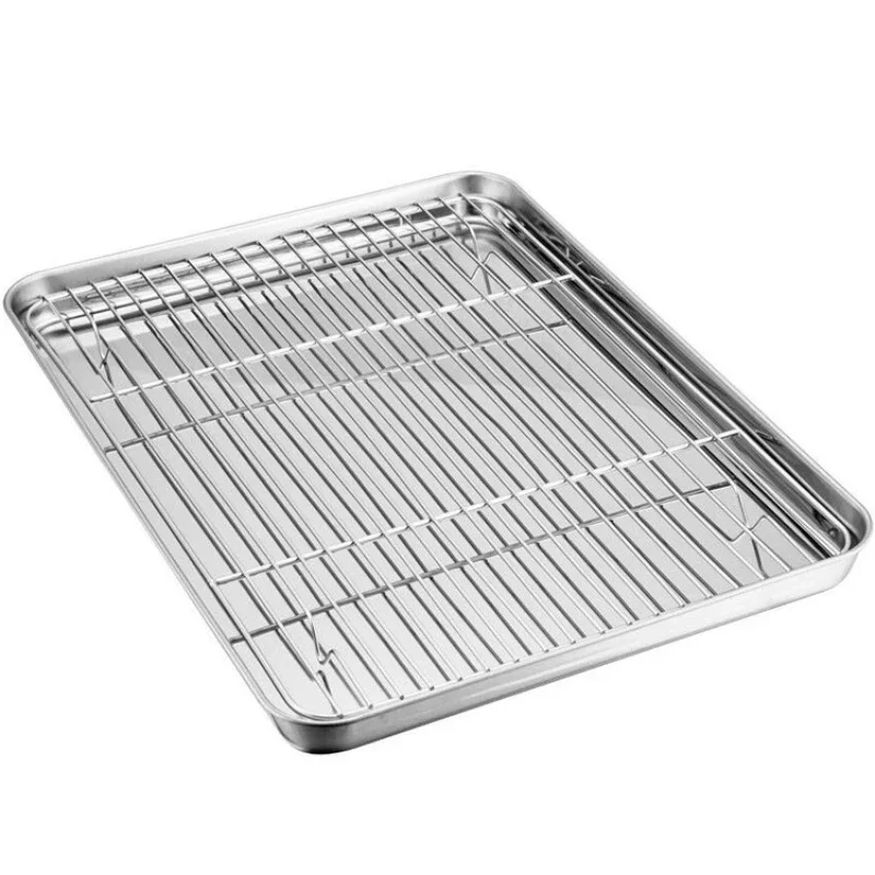 Baking Tray with Removable Cooling Rack Set Stainless Steel Baking Pan Sheet Non Toxic , Used for Oven, BBQ Tray Dishwasher Safe - Image 3
