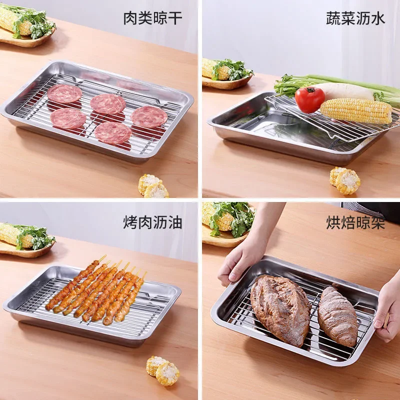 Baking Tray with Removable Cooling Rack Set Stainless Steel Baking Pan Sheet Non Toxic , Used for Oven, BBQ Tray Dishwasher Safe - Image 4