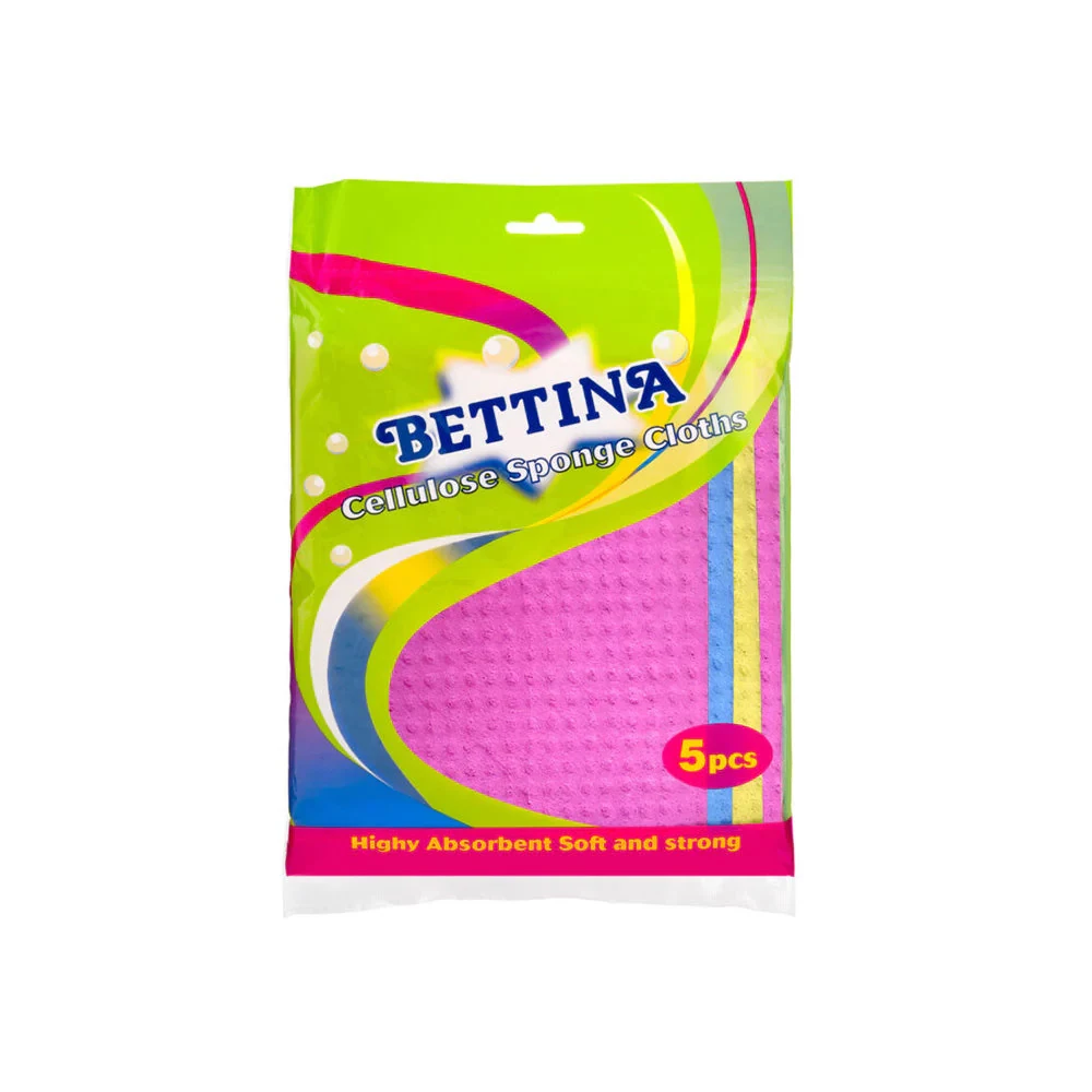 Bettina Cellulose Sponge Cloths 5 Pack Super Absorbent Eco-Friendly Reusable Cloths for Kitchen, Bathroom and Household Cleaning - Image 2