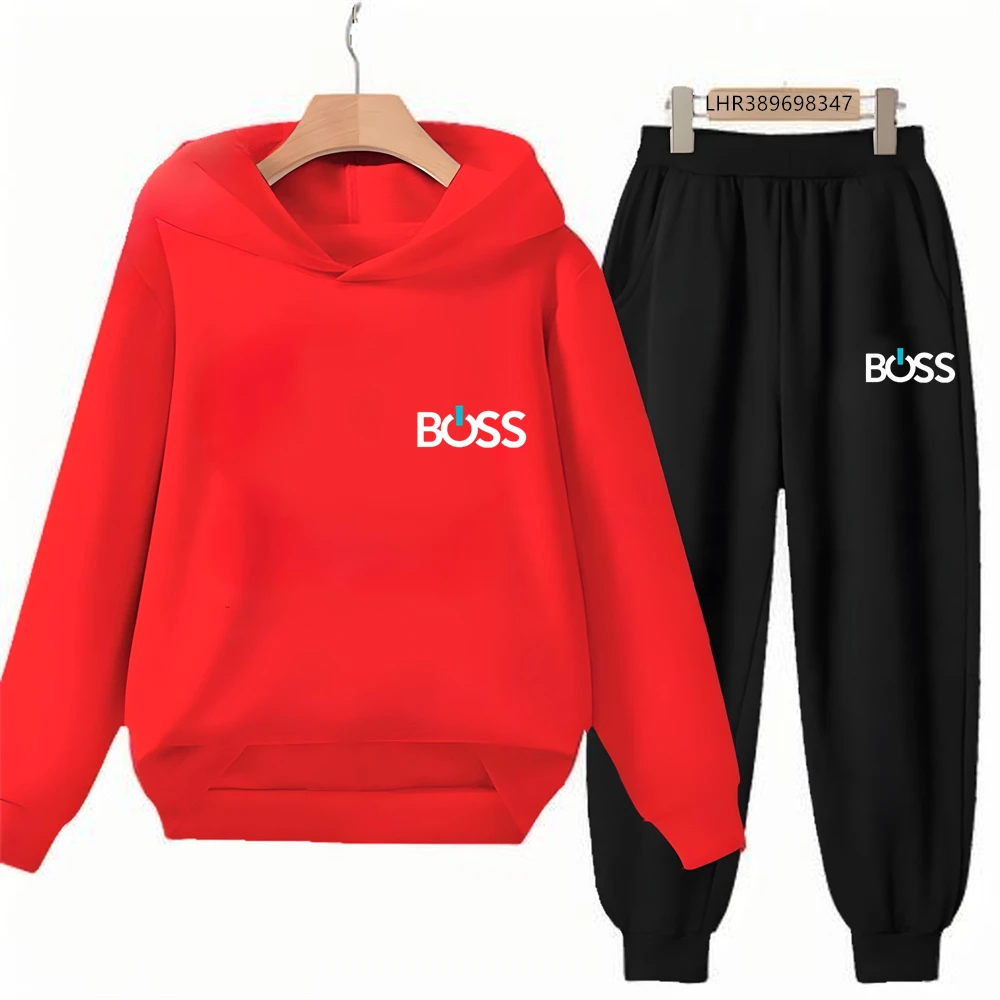 Black 3-12 Years Autumn Fun Brand Print Hoodie+Pants Suit White Girl Sweatshirt Sets Boys Pants Suits Children's Clothing - Image 3