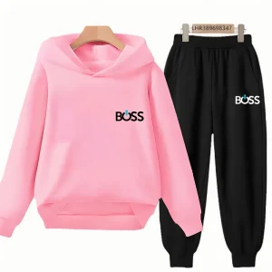 Black 3-12 Years Autumn Fun Brand Print Hoodie+Pants Suit White Girl Sweatshirt Sets Boys Pants Suits Children's Clothing