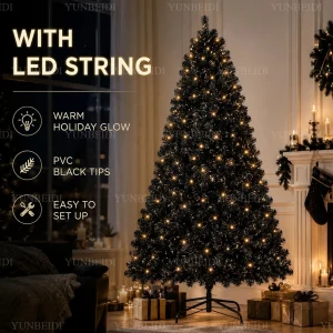 Black Christmas Tree with LED Lights PVC Material Artificial Encrypted Christmas Tree120CM To 210CM Home Christmas Decoration