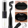 Black Matte 2 In 1 Double Head Lipstick Lip Coat Set Waterproof Coat 24HR Korean Makeup Gifts High Pigment Lip Tint Plumper