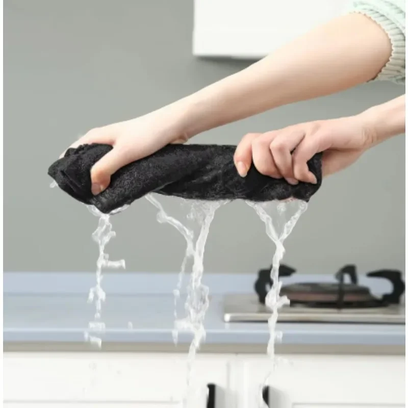 Black Thicken Microfiber Car Cleaning Towels Soft Quick Drying Windows Mirrors Wiping Rags Home Double Layer Clean Cloths - Image 2