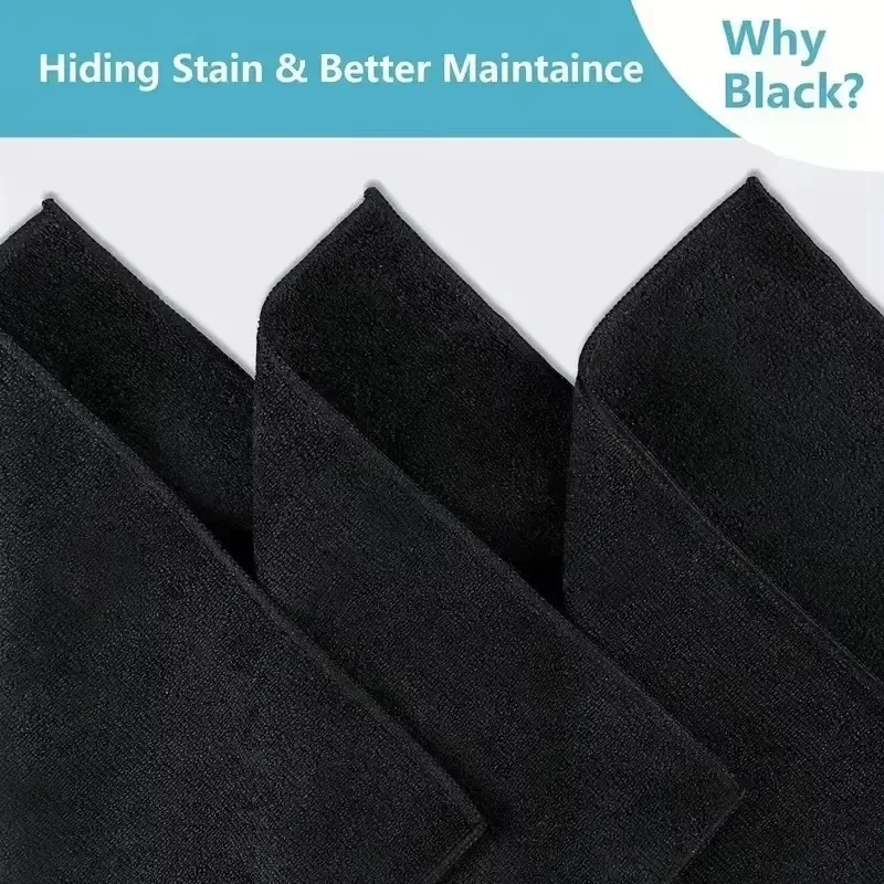 Black Thicken Microfiber Car Cleaning Towels Soft Quick Drying Windows Mirrors Wiping Rags Home Double Layer Clean Cloths - Image 4