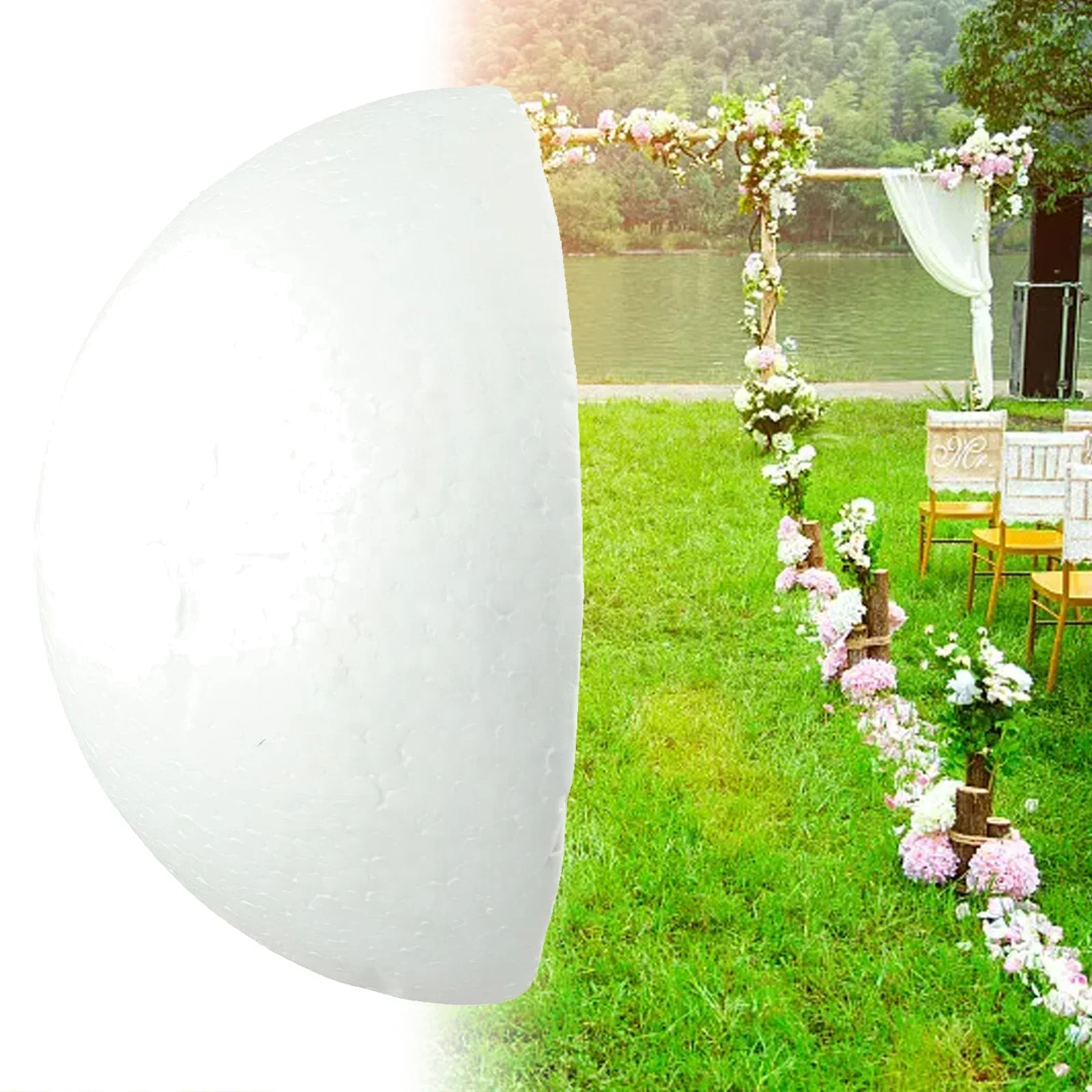 Blank Half Round Polystyrene Foam Ball For DIY Wedding Party Christmas Decor White Decorative Flower Ball 15cm/18cm/20cm/25cm - Image 3