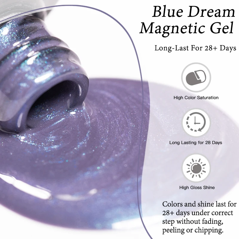 Blue Dream Cat Magnetic Gel Nail Polish Glass Beads Gradient Glitter Cat Eye Semi Permanent Soak Off UV Gel Varnish Nail Supplie - Image 5