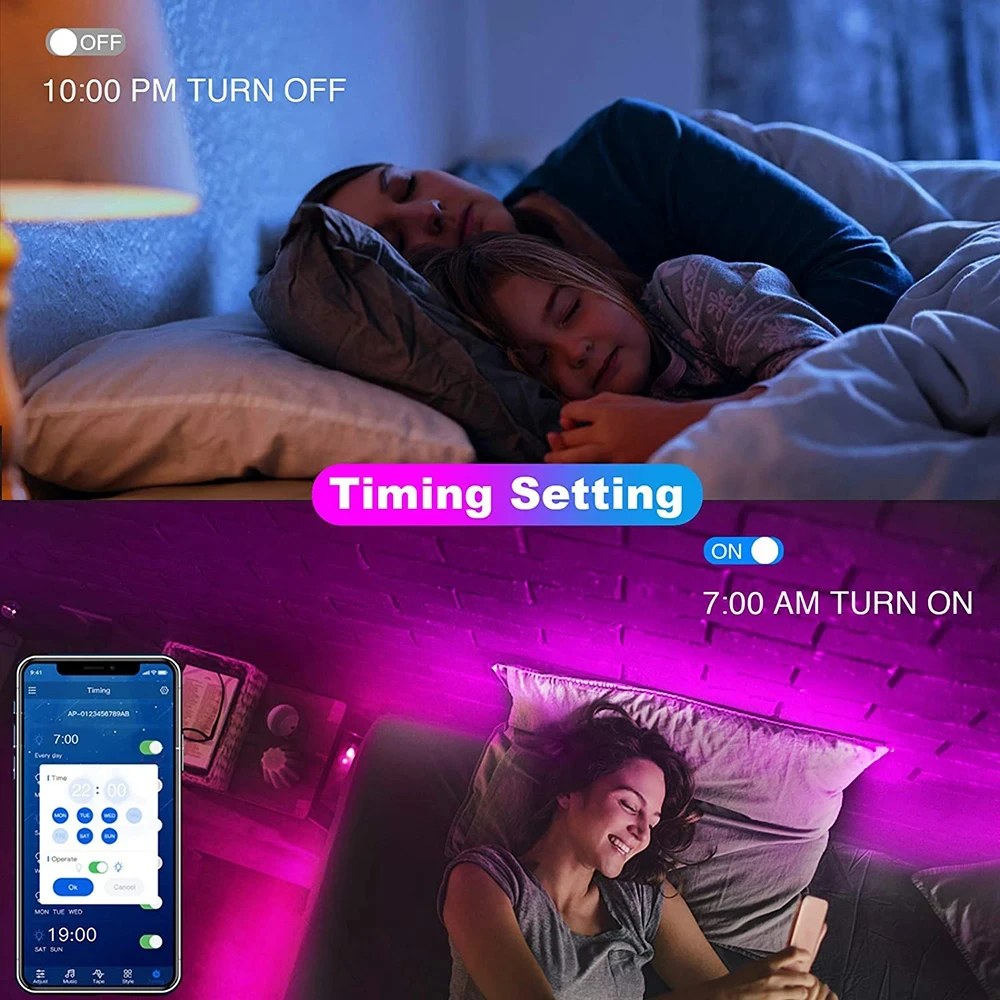 Bluetooth LED Strip Lights Smart SMD 5050 APP Remote Control Flexible Ribbon Diode Lamp Tape TV Backlights Game Room Home Decor - Image 2
