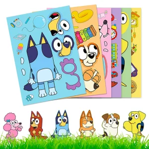 Bluey Puzzle Stickers Cartoon Bingo Anime Figure Originality DIY Decoration Waterproof Stickers Children's Puzzle Education Toys