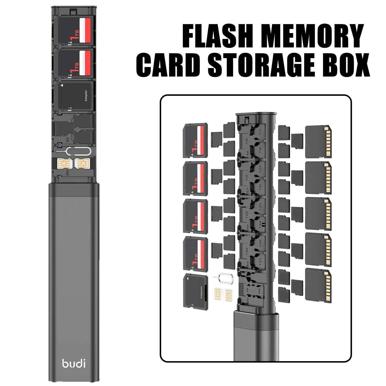 BoxBUDI up Design 30slot Large-capacity Memory Card Box Anti-pressure And Shock-proof Card Storage Wallet Portable Anti-loss - Image 2