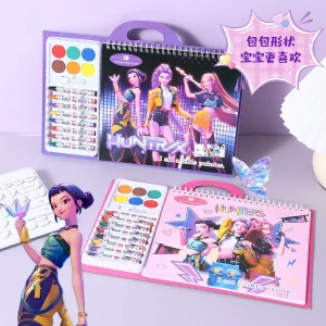 Brand new cute anime coloring book, art book, safe painting coloring book with paint, suitable as a birthday gift for girlsstick