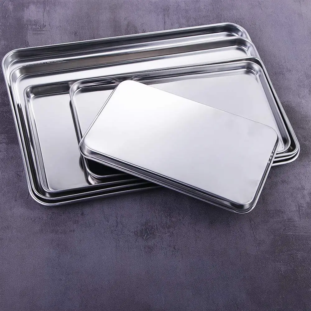 Bread For Toaster Oven Sturdy Rectangle Fruit Plate Stainless Steel Baking Tray Cake Dish Loaf Pan Cookie Sheets - Image 4